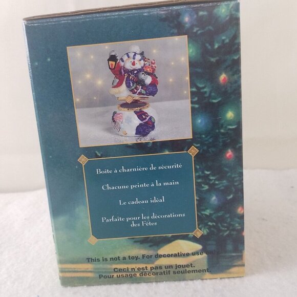 Traditions Porcelain Snowman Decorative Keepsake Trinket Box Gold Trim hinged - Picture 5 of 13